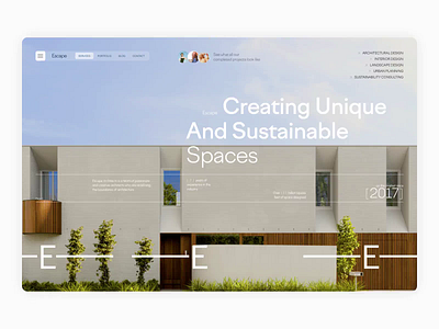 Escape - Architecture Studio Website animation arch architecture website building company website construction design home page house design interaction interface interior design landing page marketing page portfolio website space sustainable ui ux web web design