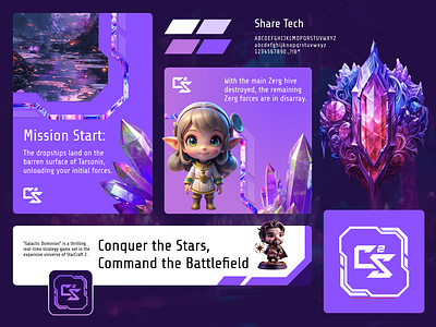 Conquer the stars 💫 battlefield branding game branding game logo girl logo logo design purple branding purple logo star logo