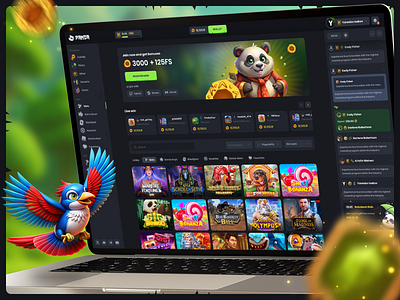 Casino Panda — Home page asian casino betting blockchain casino casino games casino platform crypto crypto casino dark casino gambling game game ui gaming home page igaming interactive chat lobby online game panda slots