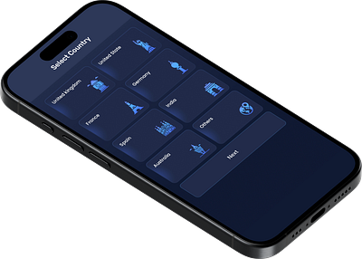 Country Selection Mobile App UI ui
