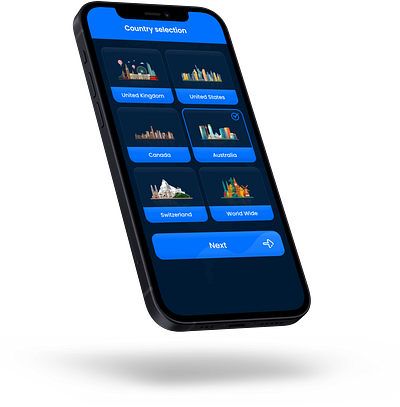 Country Selection Mobile App UI ui