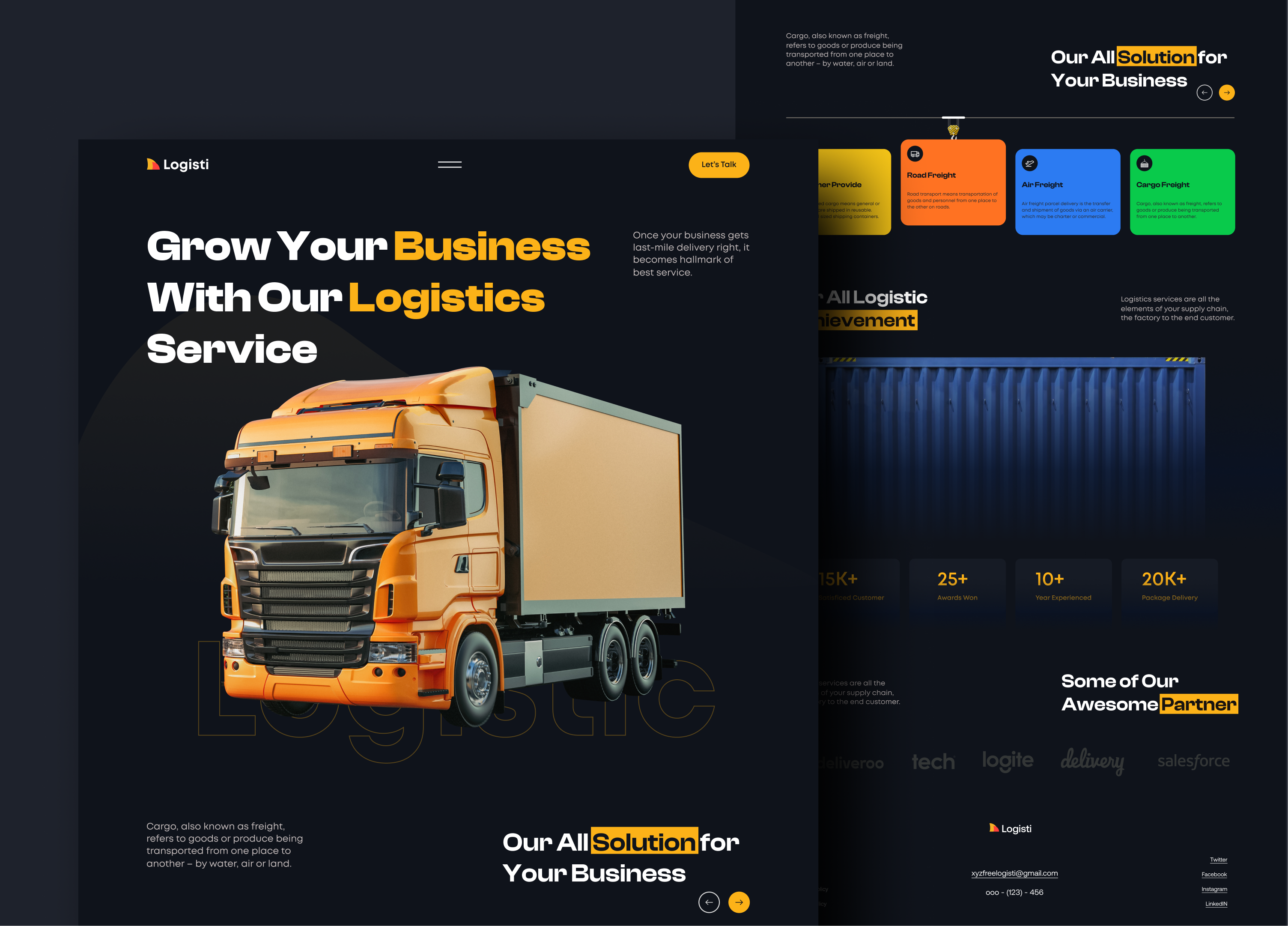 Logistics Landing Page Design design figma ui ux
