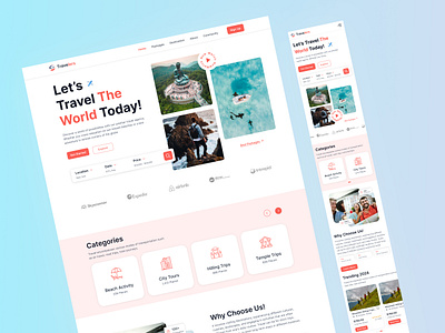 Travel Agency Landing Page figma landing page mobile view page modern design responsive travel travel agency ui website design