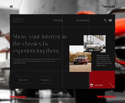 Classical Car Website Hero Design classical car design hero minimal design ui ui design web web design