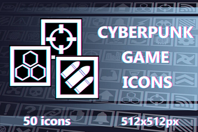 Free Cyberpunk Game Icons for UI 2d art asset assets cyberpunk elements game game assets gamedev icon icone icons illustration indie indie game interface menu rpg sci fi unity