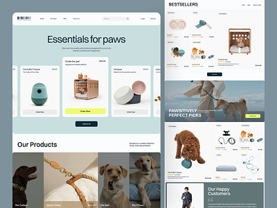 E-commerce shop for pets animal care cat design dog homepage landing page online store online vet pet care pet health pet training petshop shopify trending ui veterinary web web design webdesign website