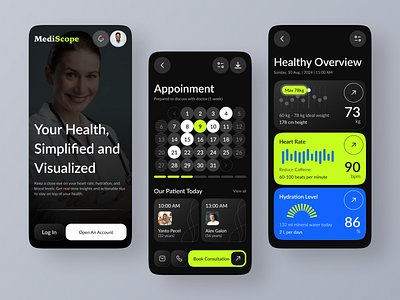 Mediscope Healthcare app | PMR | EMR | Doctor Appointment app ui b2b clinic crm diagnostic doctor ehr emr health healthcare hospital logo medical medicine patient records saas software ui ux