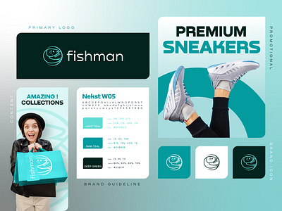 Fishman | Fashion Brand | Logo Design with Brand Guideline brand brand design branding business design fashion fashion logo graphic graphic design logo logo design logos shoes brand shoes logo