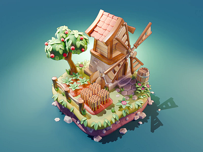 Cozy Farm Tutorial 3d asset blender cozy diorama farm game illustration isometric process render tutorial