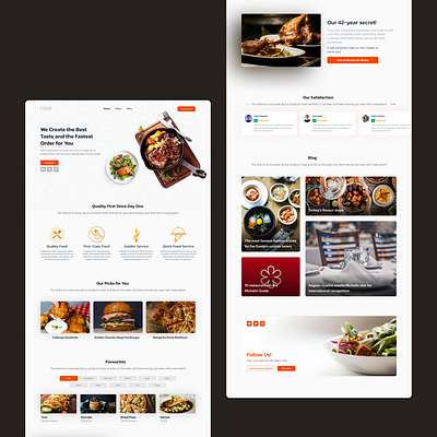 Landing Page auto layout banner categories component food food langing page food one page frame grid home page landing page one page orange orden langin page order ui uı design uı designer uı ux uıux design