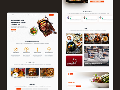 Landing Page auto layout banner categories component food food langing page food one page frame grid home page landing page one page orange orden langin page order ui uı design uı designer uı ux uıux design