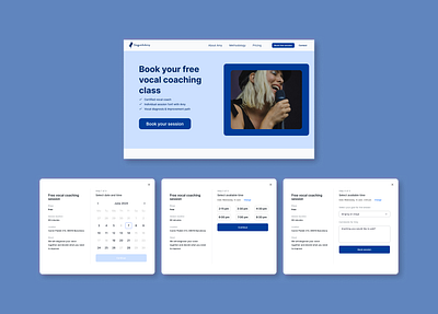 Vocal coaching website - booking flow design ui website