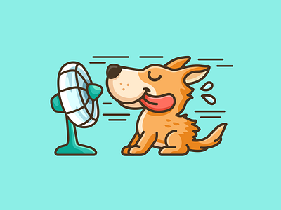 Dog Chillin' in Summer breeze cute dog illustration doggie enjoy fan funny fur happy heat holiday illustration mascot pet playful puppy summer sweat vacation wind