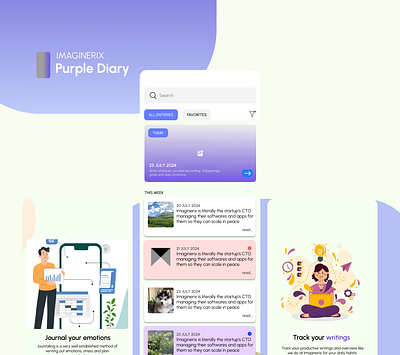 Purple Diary : Emotional Journal and Daily Diary APP UI (Figma) app designs app ui diary apps emotions app figma designs journal ui ui inspirations uiux user designs user interface ux