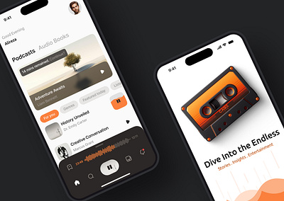 Casee - A cassette on your phone audio branding cassette design ebook graphic design podcast ui