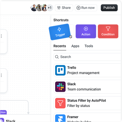 Autopilot - Sidepanel Interaction app application design graphic design product design saas saas app ui workflow