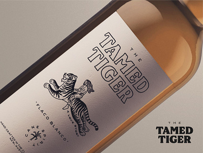 The Tamed Tiger Label Design Closeup bottle brand design brand identity branding branding design hand drawn identity design illustration label label design logo logo design packaging packaging design product label rum tiger typography vintage visual identity