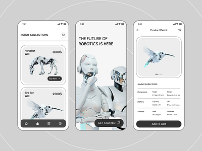 Robot Store App app creative design mobile robot store ui uiux