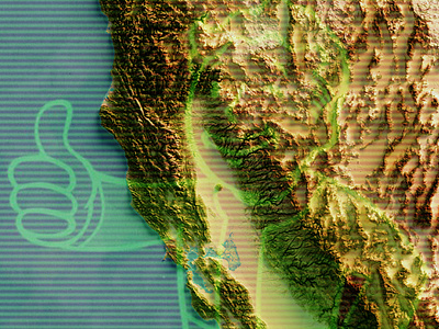 Fall Out 2 map 3d map california cartography cartography art digital art fallout 2 fantasy map game art game design map design nuclear poster design shaded relief shaded relief map