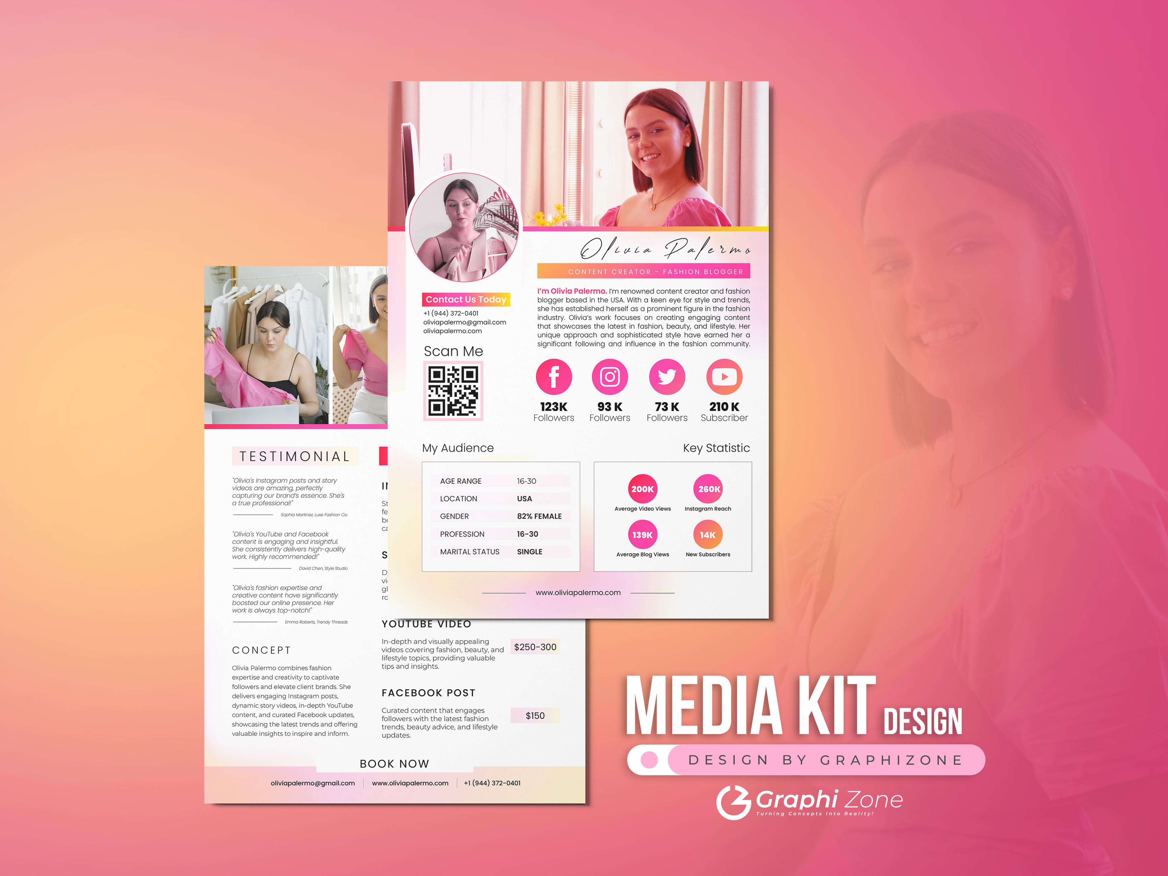 Example of Media Kit Design | Influencer Biography