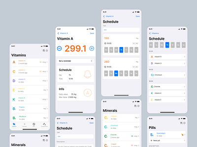 Vitamin Tracker App | Health Tracker appdesign mobiledesign uxdesign vitamintracker wellnessapp