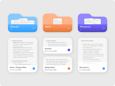 Note Folders app design clean ui creative workspace dashboard design digital notes document design figma file management folder design interface design minimal design notes app office tools organization productivity task management ui design ux design workspace design