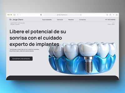 Dental clinic 3d black blue dental dental care dental implantes header health care landing madical menu minimalism neurodesign ui userexperience ux uxui webdesign