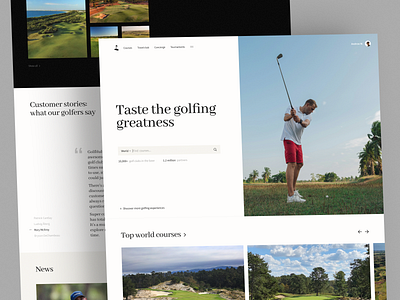 GolfHub Website Design golf golf club golf club website golfer interface pga tour product service sport startup ui ux web website