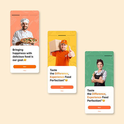 Fast Food onboarding screens app delivery design desktop fast food figma homepage illustration onboarding services ui user interface ux website