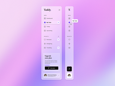 Taskly - Dashboard Menu Design daily design dsashboard management planner project management sidebar task ui user interface