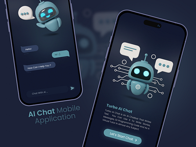 AI Chat Mobile Application🤖 3d illustration ai ai chat ai chatbot artificial inteligence chat chatbot chatbox dark blue dark mode login mobile mobile application mobile design robot ui ui design uiux user interface web design