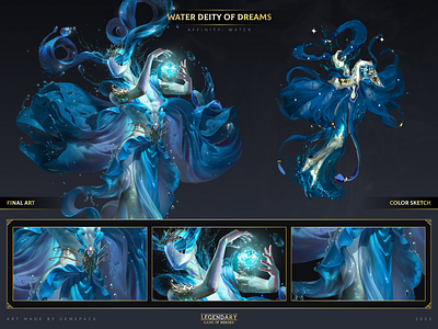 Water Deity of Dreams 2d art cgi character character design concept concept art digital 2d digital art fantasy game game art game of heroes gamepack illustration legendary mobile games