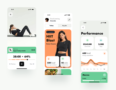 Fitness App exercise fitness fitness app design health healthcare lifestyle mobile app mobile ui sport sport app design training wellness workout workout plan