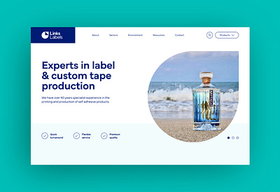 Website homepage design for labels solutions co. bold custom dev figma homepage labels manufacturers modern packaging page layout products professional smart stickers tape ui ux web website xd