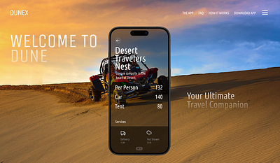 Desert Travel App UI/UX Design adventure desert driver dune travel website ui uiux website design