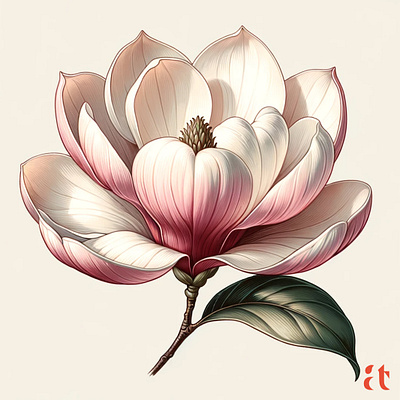 Magnolia Grace by Aravind Reddy Tarugu aravind art blooms botanical clean lines design detailed elegance flat colors graceful illustration magnolia nature reddy strength subtle hues tarugu timeless vector