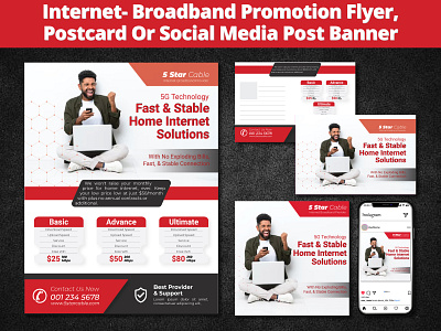 Internet Broadband Flyer, Postcard or Social Media Post banner banner design branding broadband flyer flyers graphic design internet post banner design postcard promotion promotion flyer social media