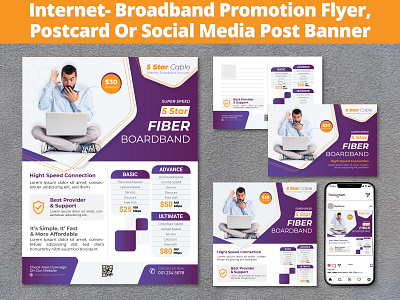 Internet Broadband Flyer, Postcard or Social Media Post banner branding broadband brochure business brochure business flyer business infographic business resume cover letter design design expert resume flyer graphic design internet brochure logo post banner postcard promotion flyer social media post telecommunication