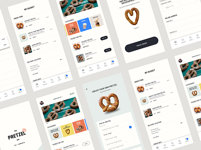 UX/UI design for food ordering app, The Pretzel Day app foodapp mobiledesign productdesign ui ux uxui uxuidesign