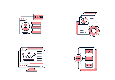 Customer service, CRM and Documentation line icons adobe illustrator adobe photoshop app branding crm customer service design graphic design icon icon design icon set icon sets icons illustration line icon line icon sets logo ui