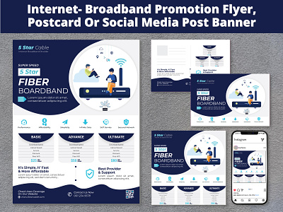 Internet Broadband Flyer, Postcard or Social Media Post banner branding broadband brochure brochure design business flyer business infographic business promotion flyer design fiverr graphic design illustration internet post banner postcard promotion social media post banner telecommunication tri fold