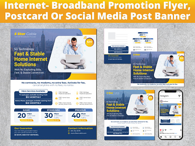 Internet Broadband Flyer, Postcard or Social Media Post banner branding broadband brochure business brochure business infographic business resume cover letter design design expert resume flyer graphic design illustration internet logo postcard promotion social media social media post banner