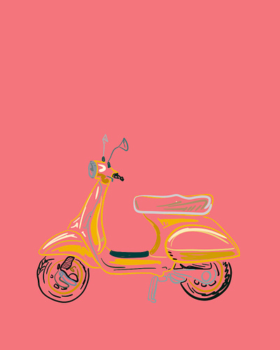 vespa. illustration logo pink procreate vespa