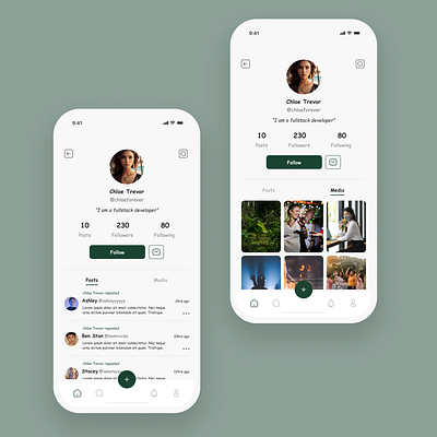 Profile Page design ui ux