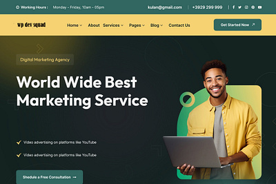 Marketing Service Website Banner Section Design marketing service web design wordpress