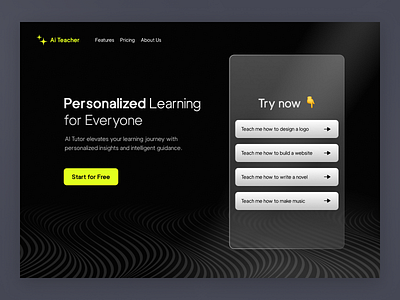 AI Teacher | SaaS Landing Page ai ai bot ai chat ai teacher design desktop fancy glassmorphism graphic design hero section landing page modern saas saas landing page ui ui design ux design visual design web 3 web3