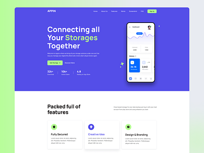 Appin - App Landing Page app landing design figma home landing page template design ui ux website