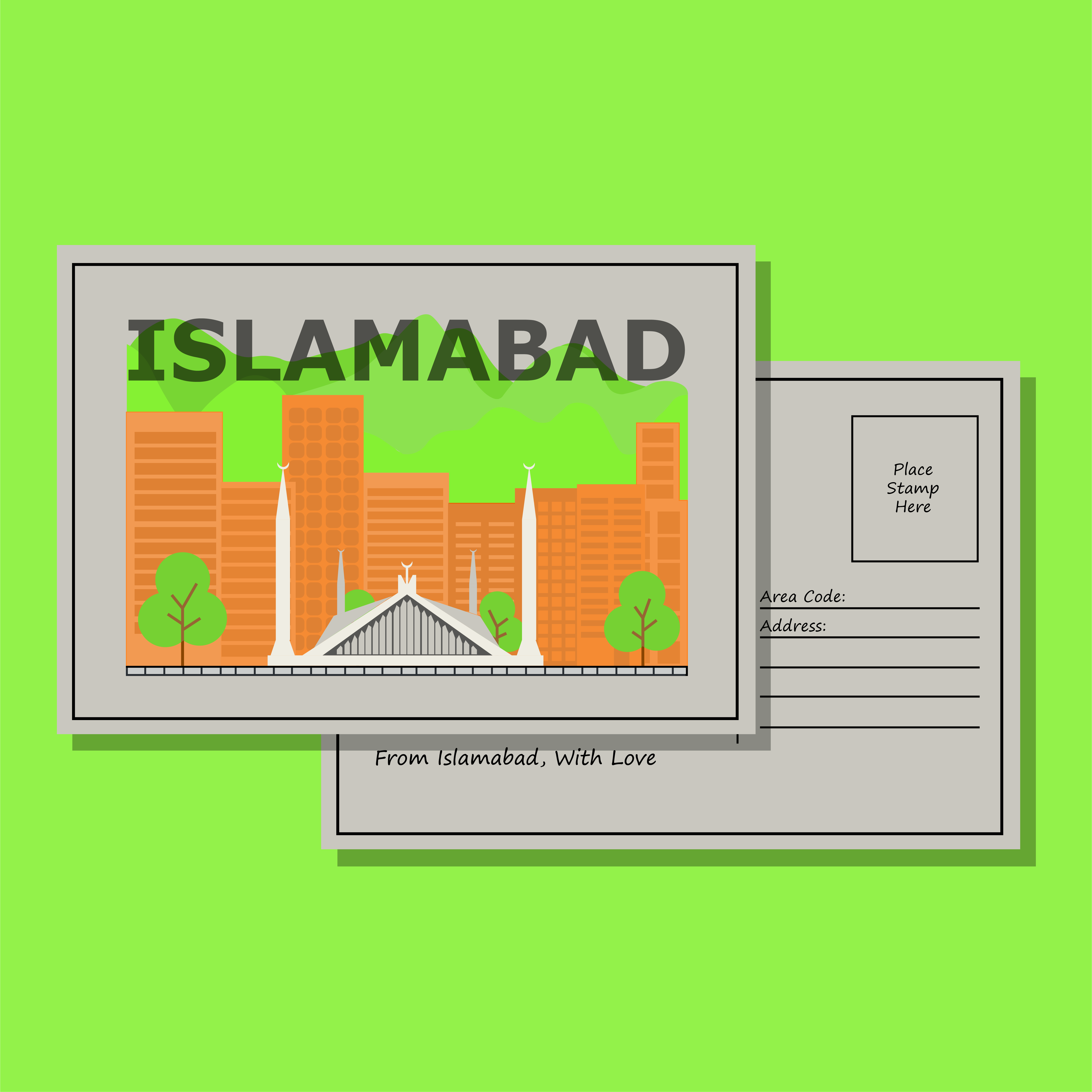 Postcard Design | Islamabad adobe illustrator digital art digital artist digital illustration digital illustrator graphic design illustrated postcard illustration illustrator islamabad postcard design vector vector artist