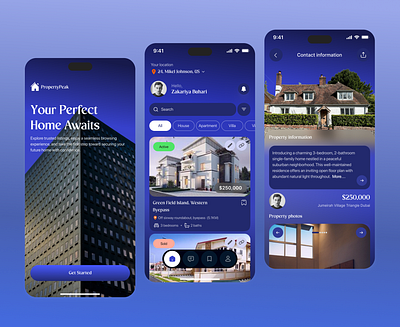 PropertyPeak - Real Estate Mobile App app design design homes interface ios mobileapp mortgage product design property property finder real estate real estate agent real estate mobile app ui ui design uiux uiux design ux ux design