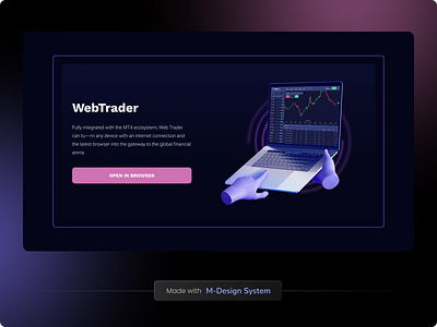 Black Landing Page | M-Design System 3d black landing black website chart crypto dark mode finance fintech graphic design landing landing page platform promo table trading ui web website